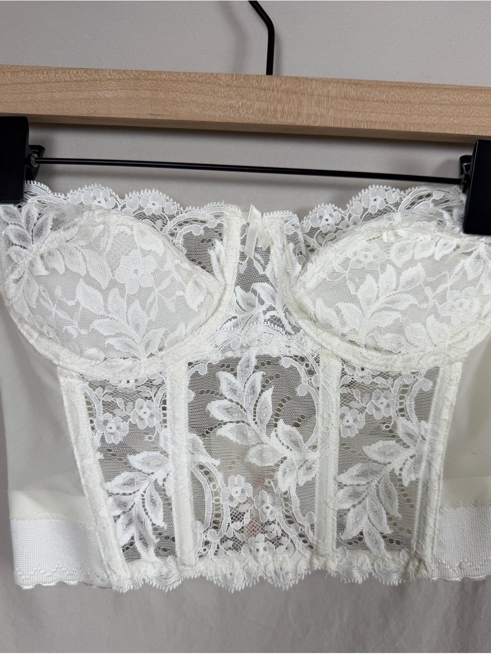 Vintage 90s Fleur de Lace Ivory Lace Bustier Corset Top 34B